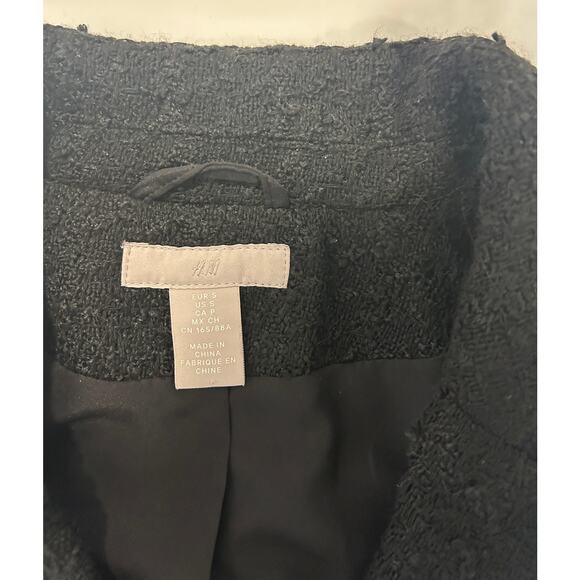H&M women's Textured Double Breast Black Winter Coat size Sm - Picture 2 of 7
